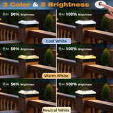 4x4'' Black Solar Post Cap Lights Outdoor Dimmable LED Fence Lamp
